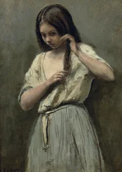 Giovane ragazza alla toilette